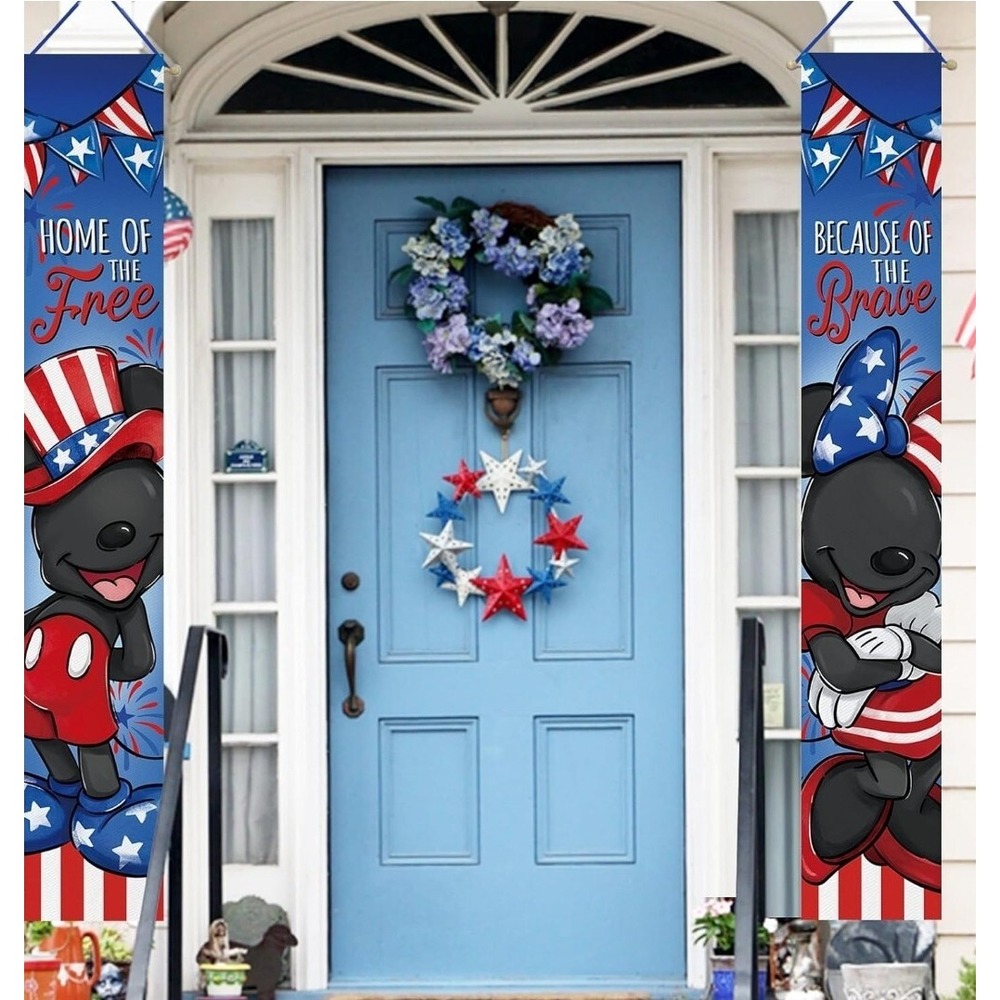American Flag Patriotic Porch Sign Banner 4th of July Veterans Day Memorial Day